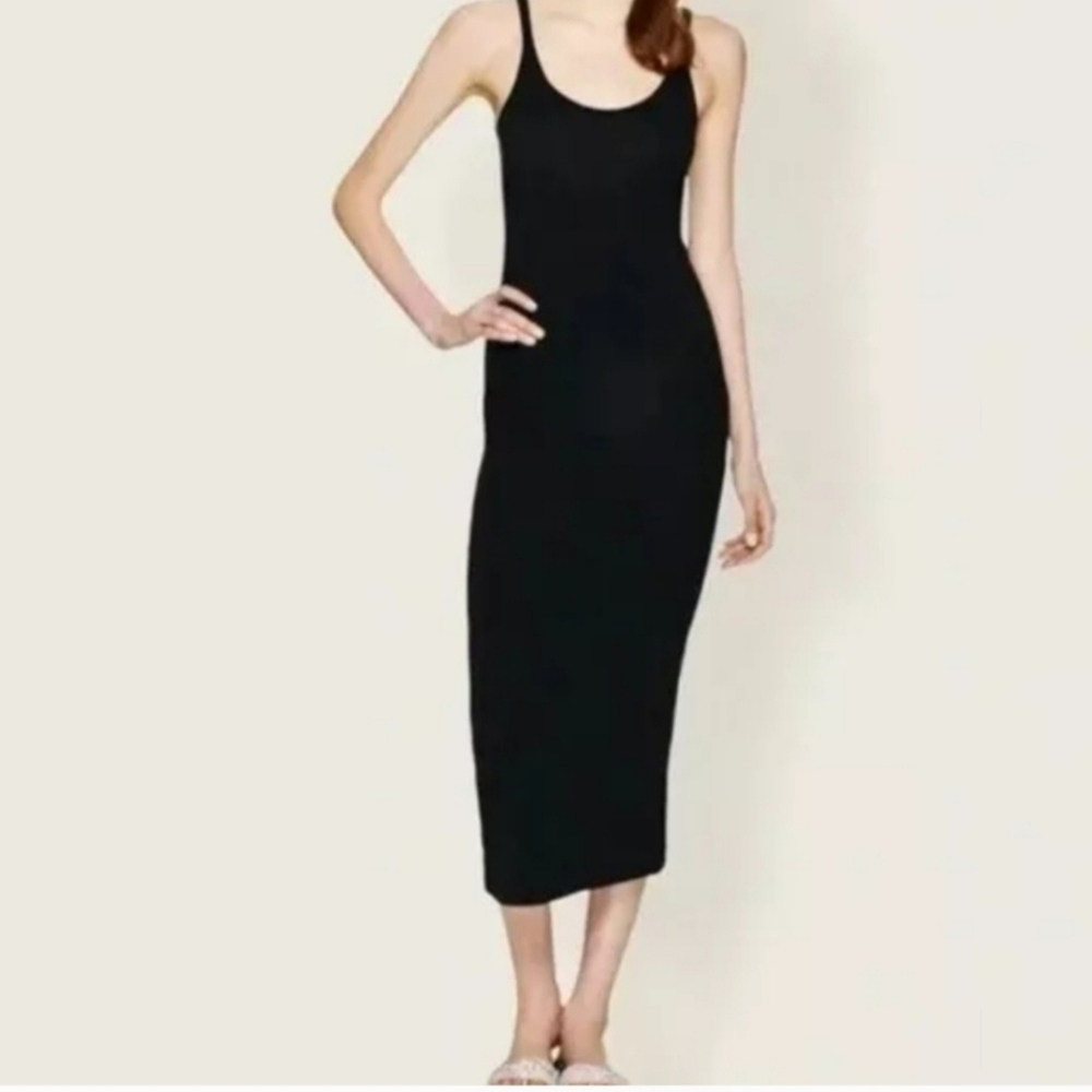Aritzia Babaton Freddie Midi Maxi Tank Dress stretch Black Sleeveless